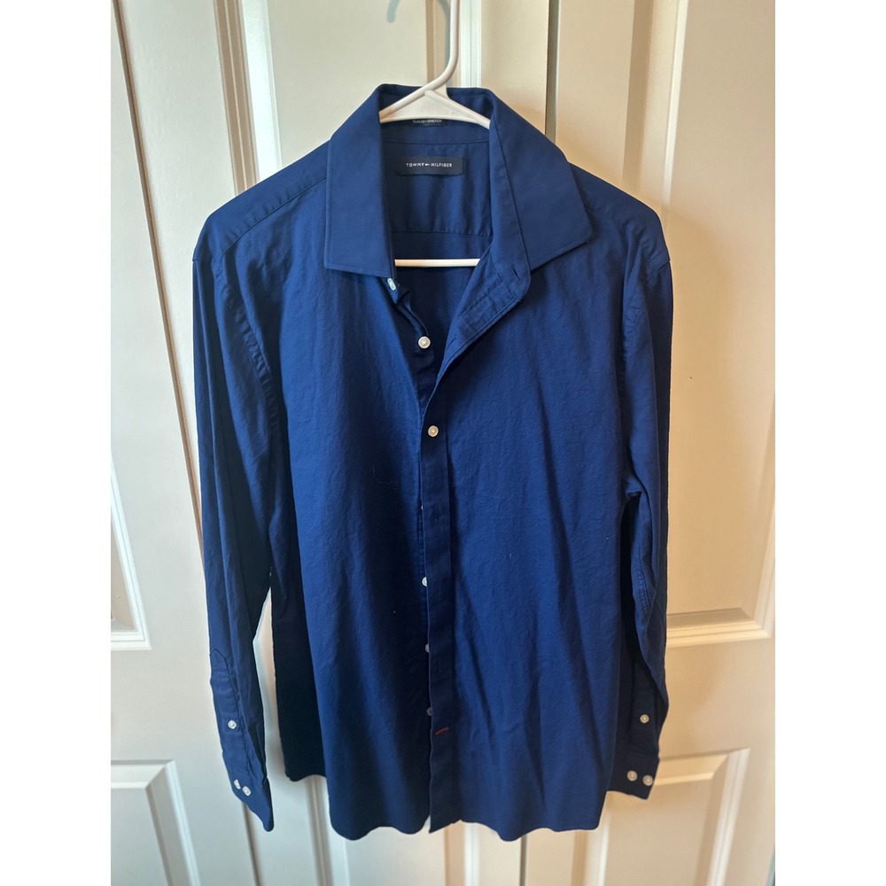 Tommy Hilfiger Slim Fit Stretch Dress Shirt Long Sleeve Blue 16‎ 32/33